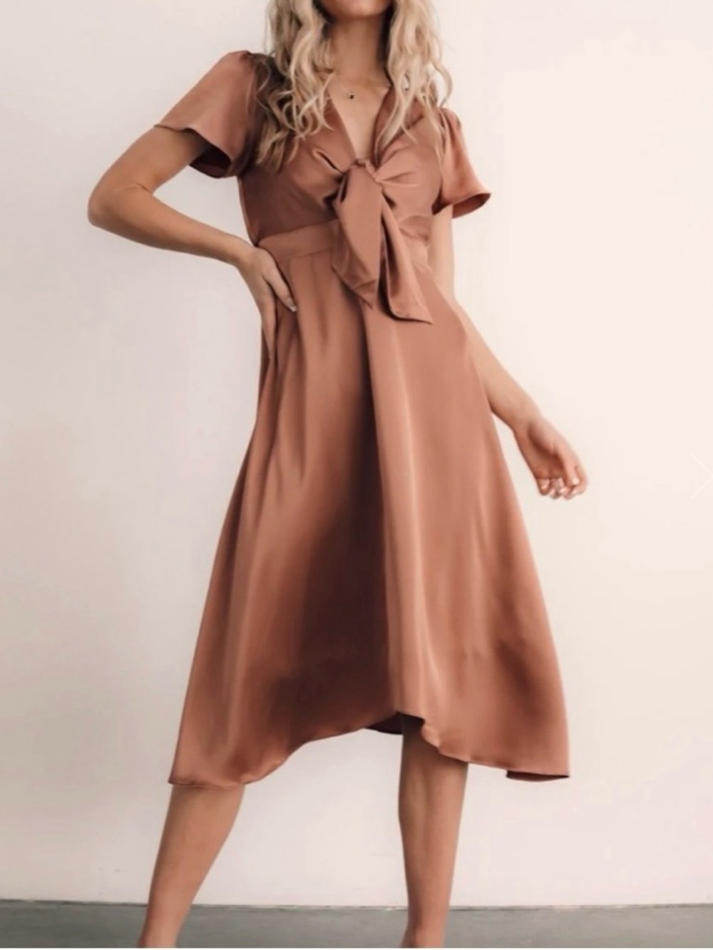 Baltic Born Brown/Mauve Satin Tie Front Dress